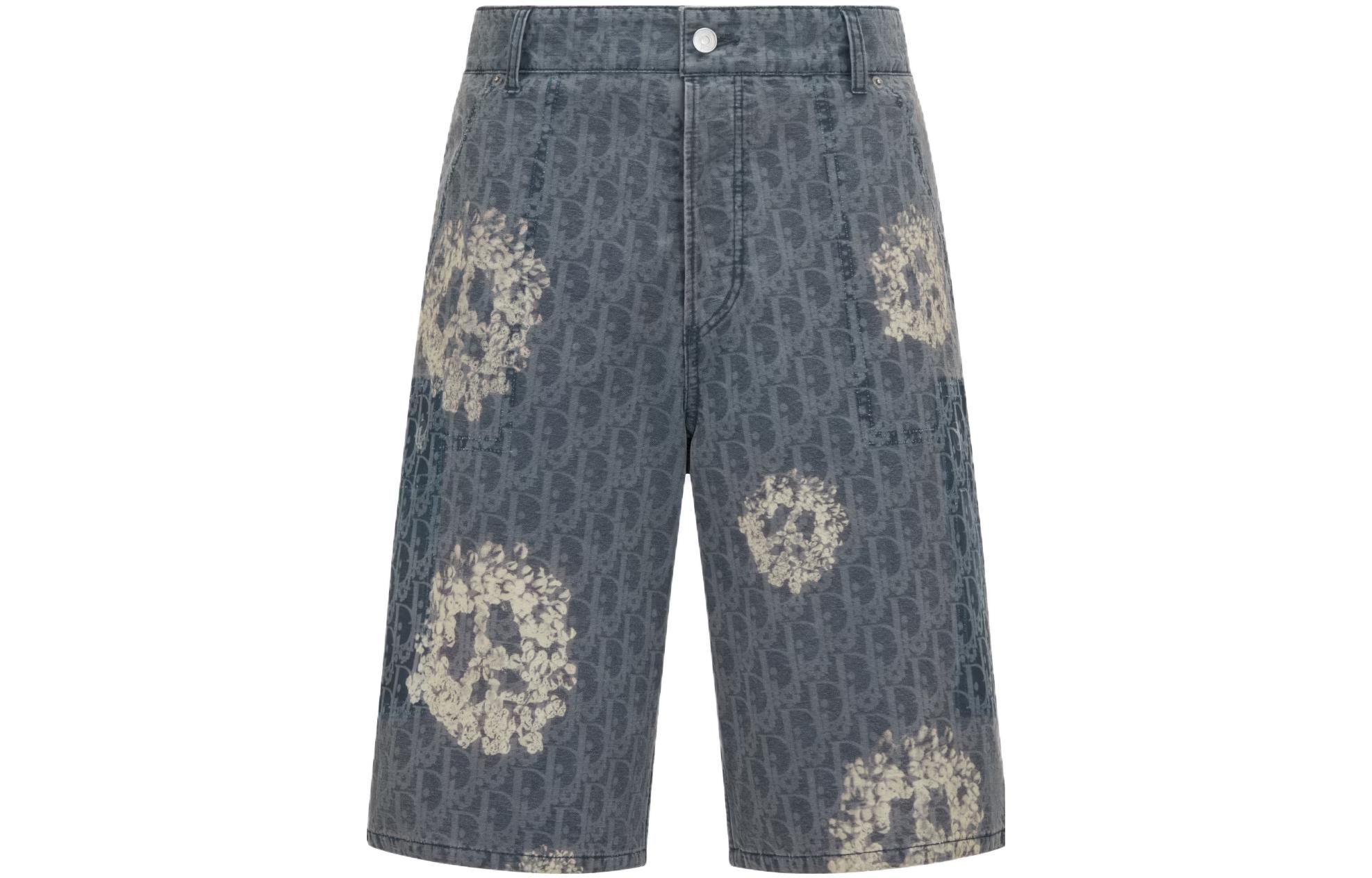 Order DIOR x Denim Tears SS23 藍色印花丹寧短褲 直筒版型 393D189BY528-C580