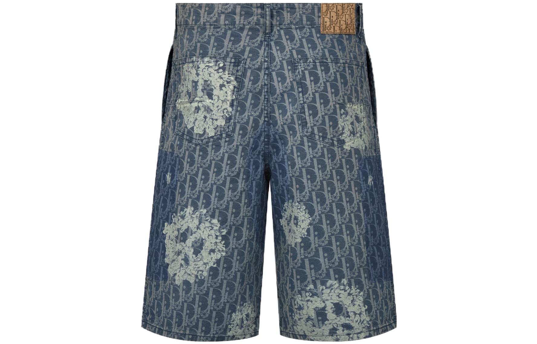 Lookbook DIOR x Denim Tears SS23 藍色印花丹寧短褲 直筒版型 393D189BY528-C580