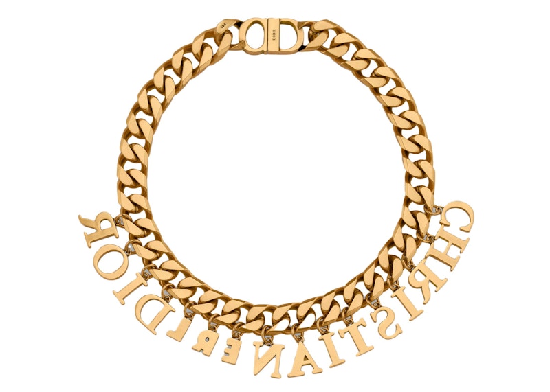 Order 디오르 x ERL 목걸이 앤티크 골드 피니쉬 브라스