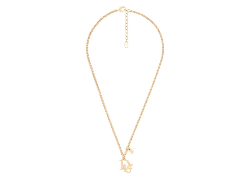 Dior x ERL Pendant Necklace Gold-Finish Brass with White Enamel and White Crystals