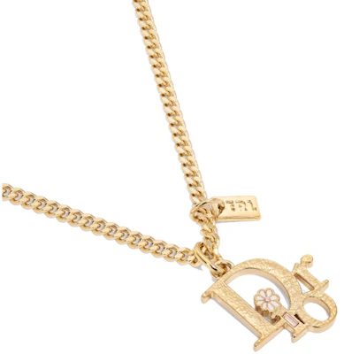 Kalung Liontin Dior x ERL Emas dengan Enamel Putih dan Kristal Putih Order Kalung Liontin Dior x ERL Emas dengan Enamel Putih dan Kristal Putih