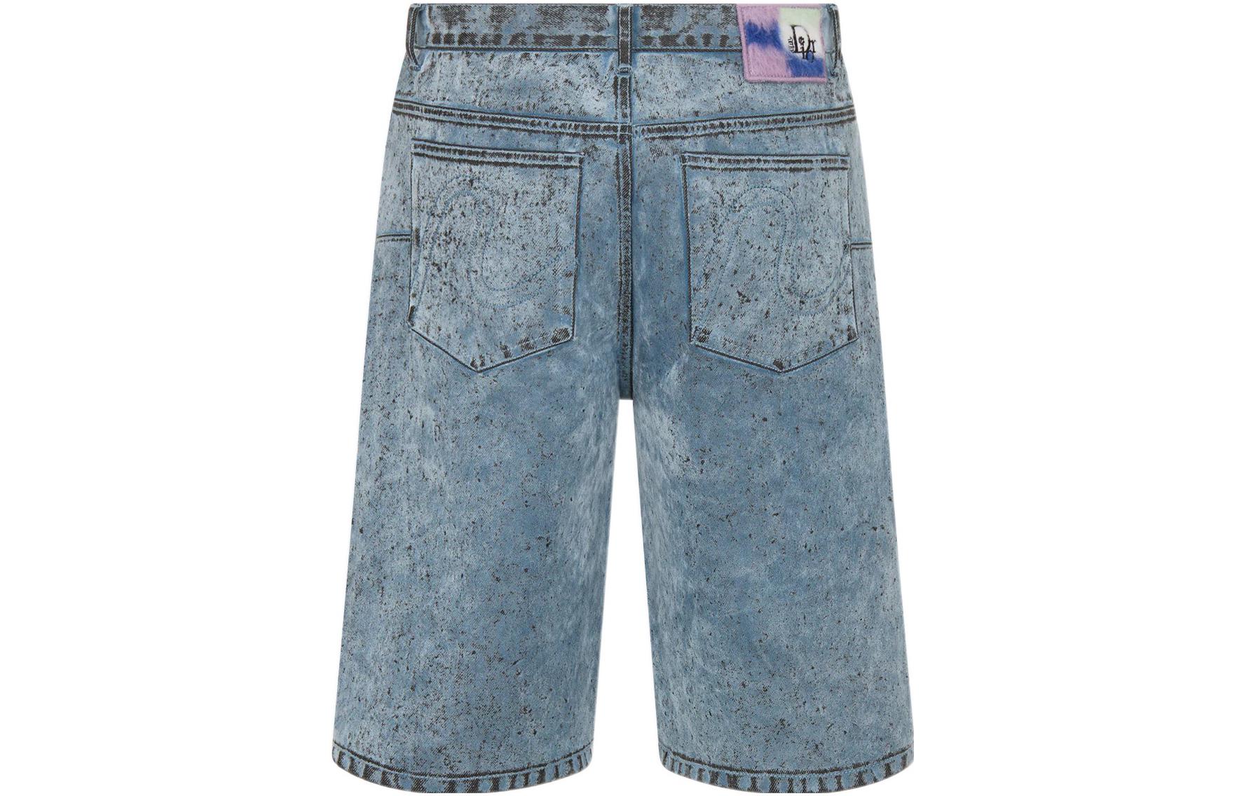 DIOR ERL SS23 Blue Flocked Button Pocket Denim Shorts Men’s. 313D008A313X-C584 圖 3