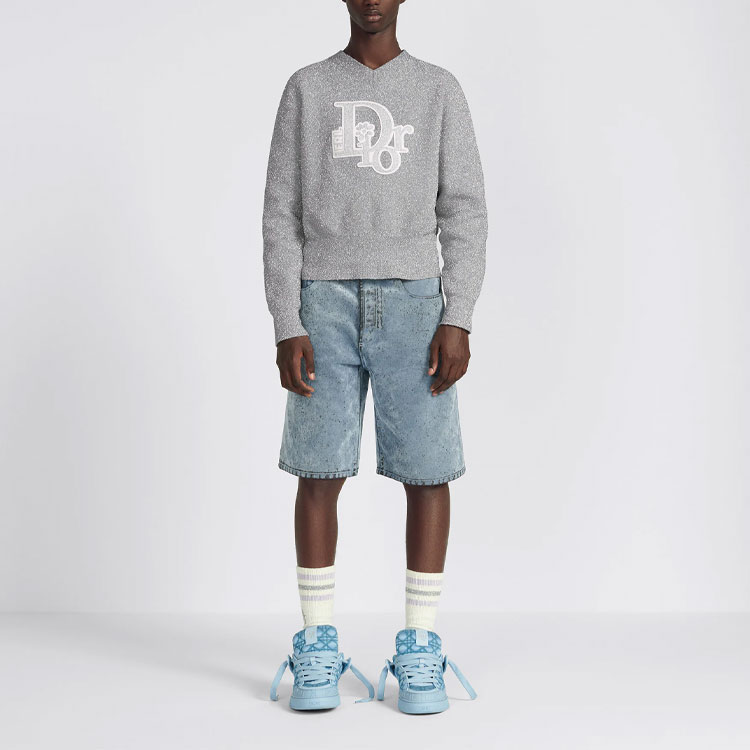 DIOR ERL SS23 Blue Flocked Button Pocket Denim Shorts Men’s. 313D008A313X-C584 圖 4