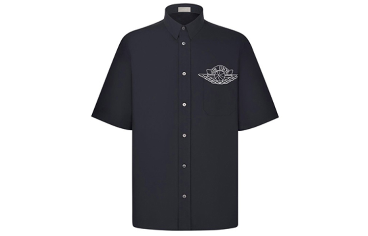 DIOR Jordan Graphic Print Single Breasted Shirt Unisex Navy Blue 033C502A1581-C580