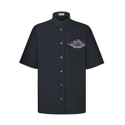 DIOR Jordan Graphic Print Single Breasted Shirt Unisex Navy Blue 033C502A1581-C580