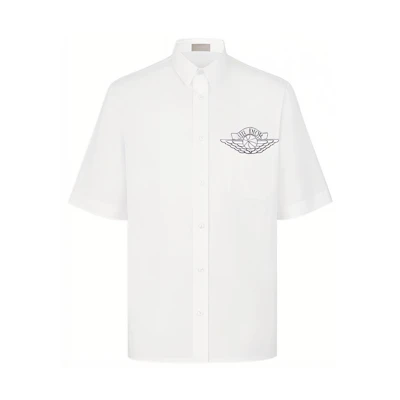 DIOR Jordan Graphic Short-Sleeve Button-Up Shirt Unisex White 033C502A1581-C085