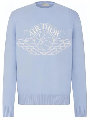 DIOR x Jordan Logo Pattern Crewneck Sweater Light Blue 033M605AT142-504 Buy DIOR x Jordan Logo Pattern Crewneck Sweater Light Blue 033M605AT142-504