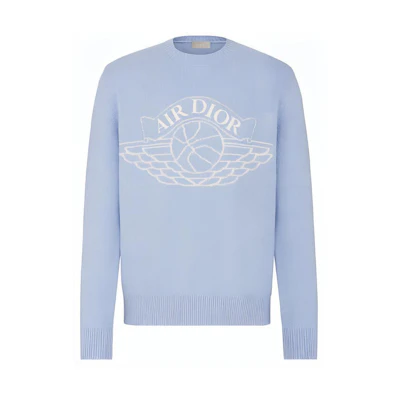 DIOR Jordan Logo Pattern Crewneck Sweater Light Blue 033M605AT142-504