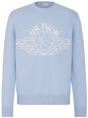 DIOR x Jordan Logo Pattern Crewneck Sweater Light Blue 033M605AT142-504 Order DIOR x Jordan Logo Pattern Crewneck Sweater Light Blue 033M605AT142-504