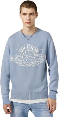 DIOR x Jordan Logo Pattern Crewneck Sweater Light Blue 033M605AT142-504 Shop DIOR x Jordan Logo Pattern Crewneck Sweater Light Blue 033M605AT142-504