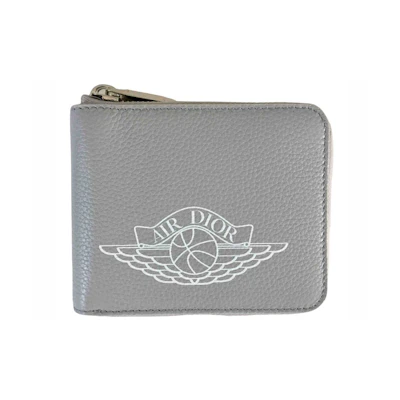 Dior x Jordan Wings Zip Wallet (4 Card Slot) Grey