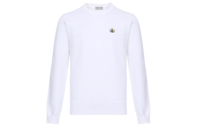 Dior KAWS Bee Print Crewneck Sweatshirt White Unisex 933J612A0531-082