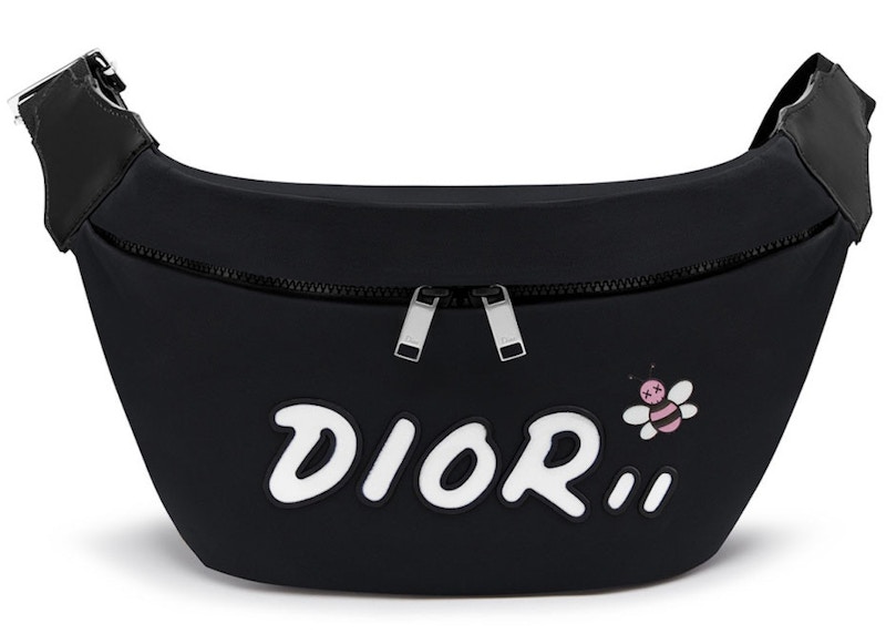 Dior x Kaws Belt Bag White Logo Nylon Black