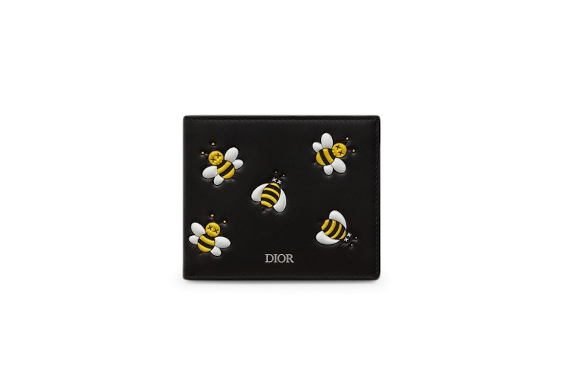 Dior x Kaws Bifold Wallet Yellow Bees Black