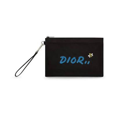 Dior x Kaws Pouch Blue Logo Nylon Black