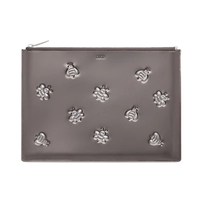 Dior x Kaws Pouch Calfskin Bee Print Silver