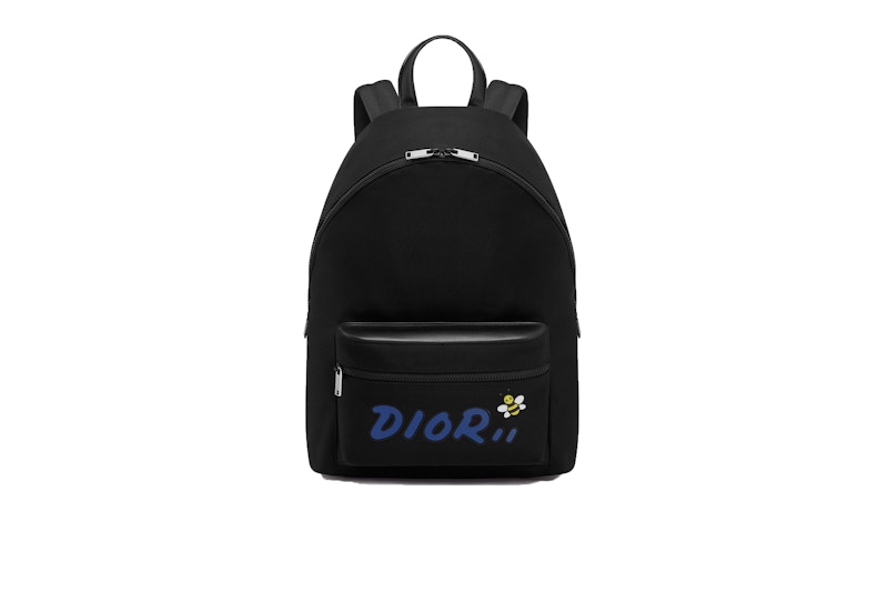 Dior x Kaws Rider Backpack Blue Logo Nylon Black