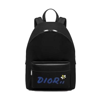 Dior x Kaws Rider Backpack Blue Logo Nylon Black