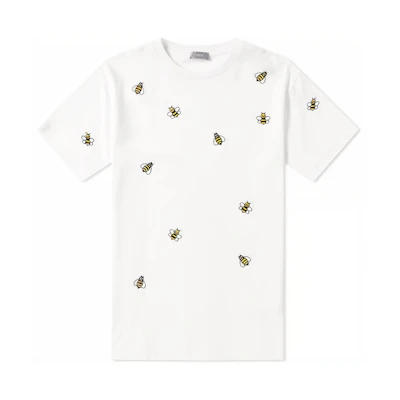 DIOR KAWS White Bee Embroidered Short Sleeve Tee 923J609W5041-082