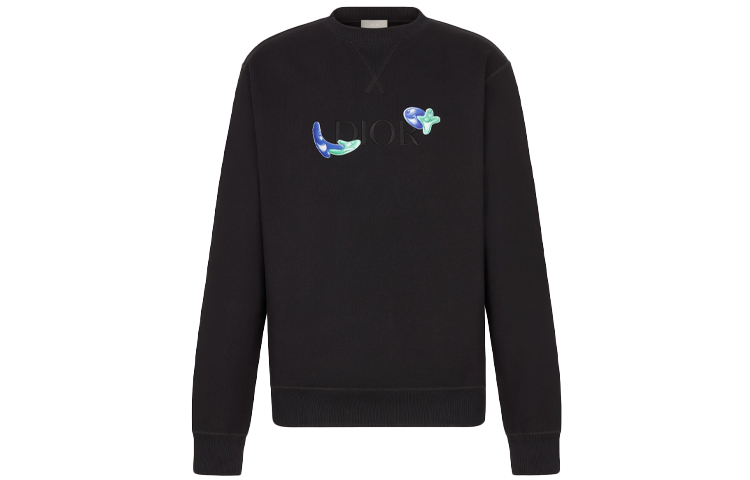 Dior x Kenny Scharf Black Letter Print Pullover Sweatshirt 193J687B0531-C986