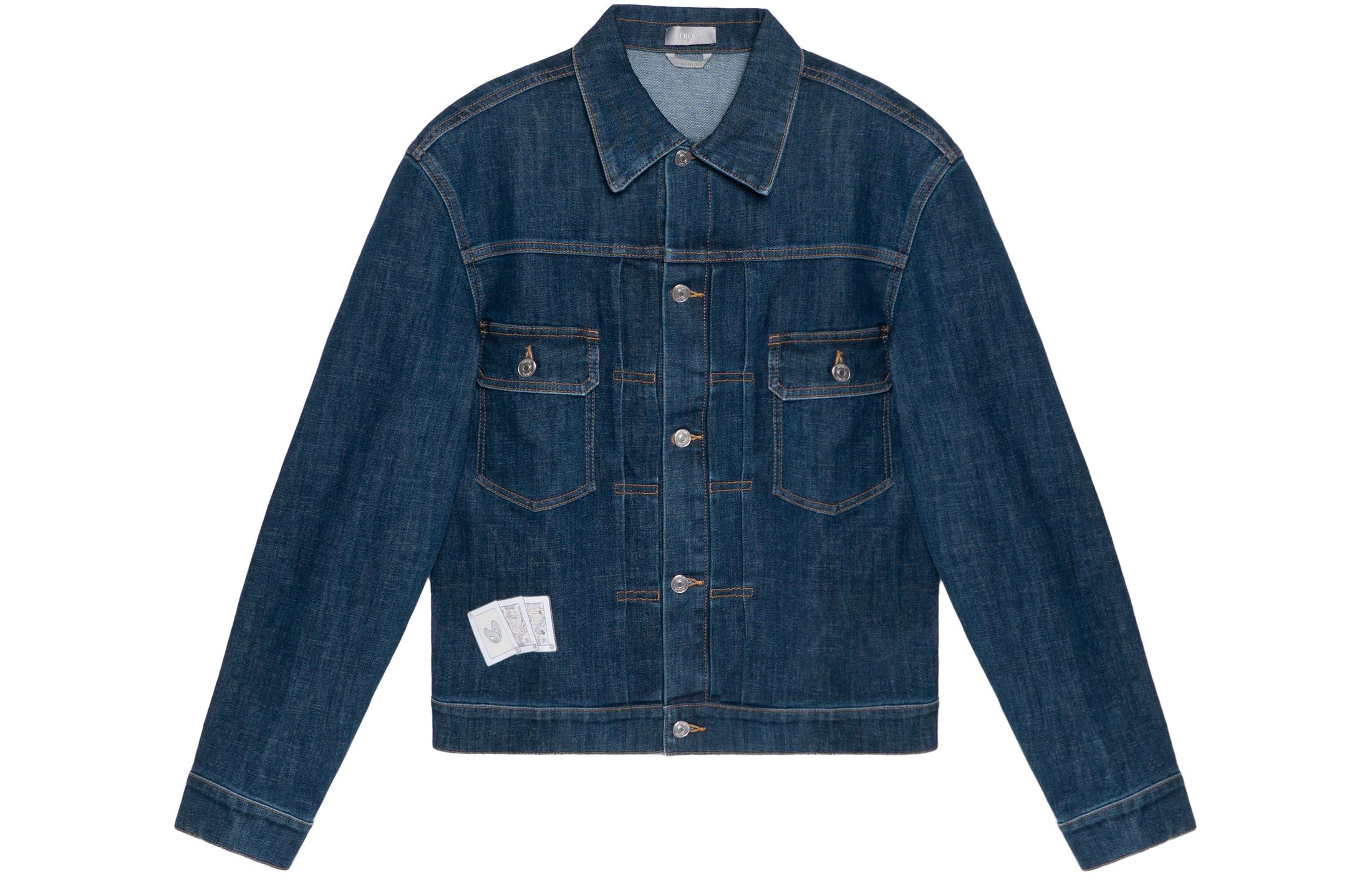 DIOR x Kenny Scharf Blue Denim Jacket Long Sleeve Single-Breasted 013D480F285X-C585