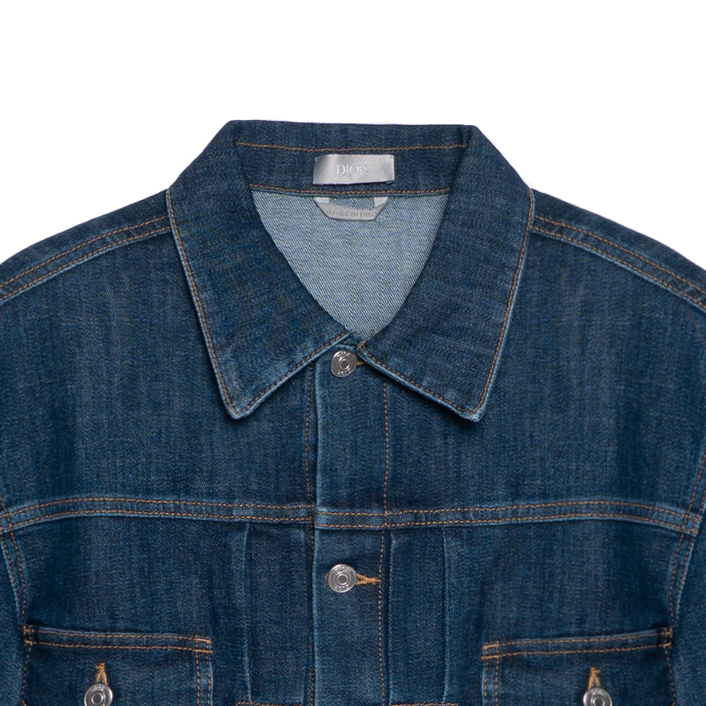 Purchase 디올 x 케니 샤프 블루 데님 재킷 긴팔 싱글 브레스트 013D480F285X-C585