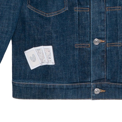 디올 x 케니 샤프 블루 데님 재킷 긴팔 싱글 브레스트 013D480F285X-C585 Details for 디올 x 케니 샤프 블루 데님 재킷 긴팔 싱글 브레스트 013D480F285X-C585