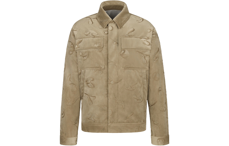 DIOR x Kenny Scharf FW21 Beige Velvet Tech Short Jacket Menswear 193C409B5263-C181