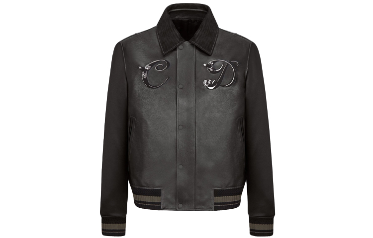 DIOR Kenny Scharf FW21 Black Textured Leather Jacket 193L416A0541-C989