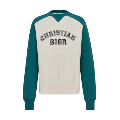 DIOR Kenny Scharf FW21 Embroidered Colorblock Crewneck Sweatshirt White 193J636A0687-C680