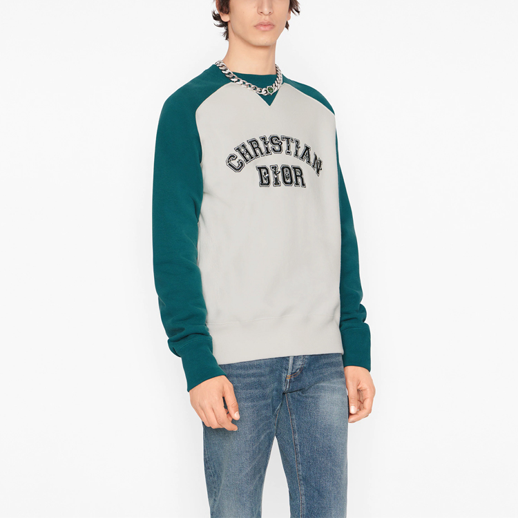 Shop DIOR x Kenny Scharf FW21 刺繡拼色圓領衛衣 白色 193J636A0687-C680