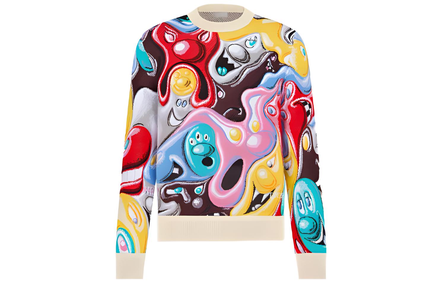 DIOR x Kenny Scharf FW21 Floral Jacquard Knit Sweater Multicolor. 193M643AT341-C786