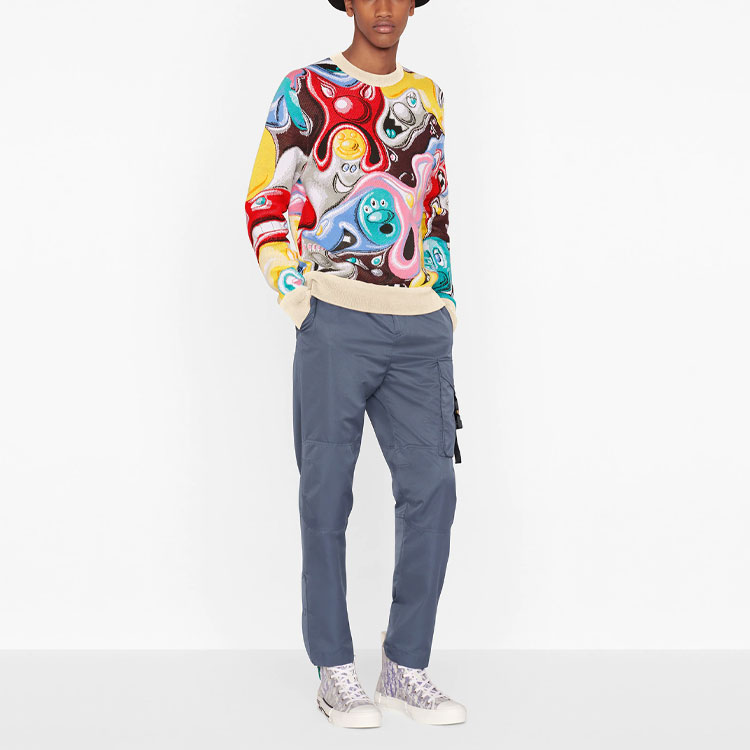 Purchase DIOR x Kenny Scharf FW21 Sweater Rajut Jacquard Floral Multicolor. 193M643AT341-C786