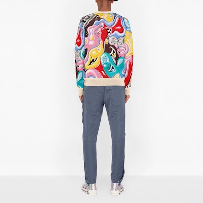 DIOR x Kenny Scharf FW21 Floral Jacquard Knit Sweater Multicolor. 193M643AT341-C786 Details for DIOR x Kenny Scharf FW21 Floral Jacquard Knit Sweater Multicolor. 193M643AT341-C786