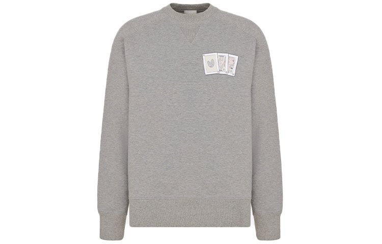 DIOR Kenny Scharf FW21 Grey Fleece Cotton Sweatshirt 143J684B0531-C888