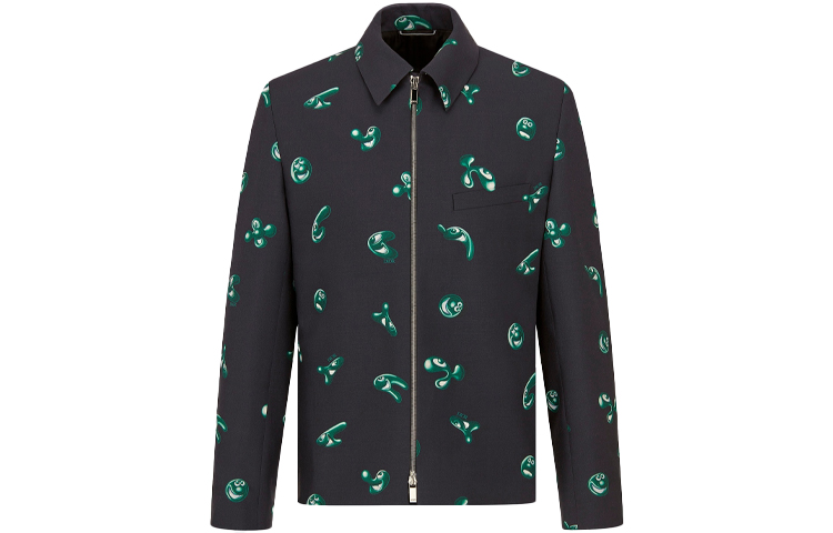 DIOR x Kenny Scharf FW21 Wool Blend Printed Zip Jacket - Navy 193C252A5185-C586