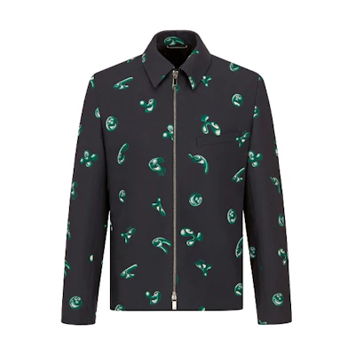 DIOR Kenny Scharf FW21 Wool Blend Printed Zip Jacket - Navy 193C252A5185-C586