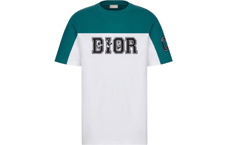 DIOR x Kenny Scharf Green Colorblock Knit Tee. 193J646A0554-C680