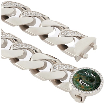 Dior x Kenny Scharf Jade Stone and White Crystal Necklace Silver Lookbook Dior x Kenny Scharf Jade Stone and White Crystal Necklace Silver