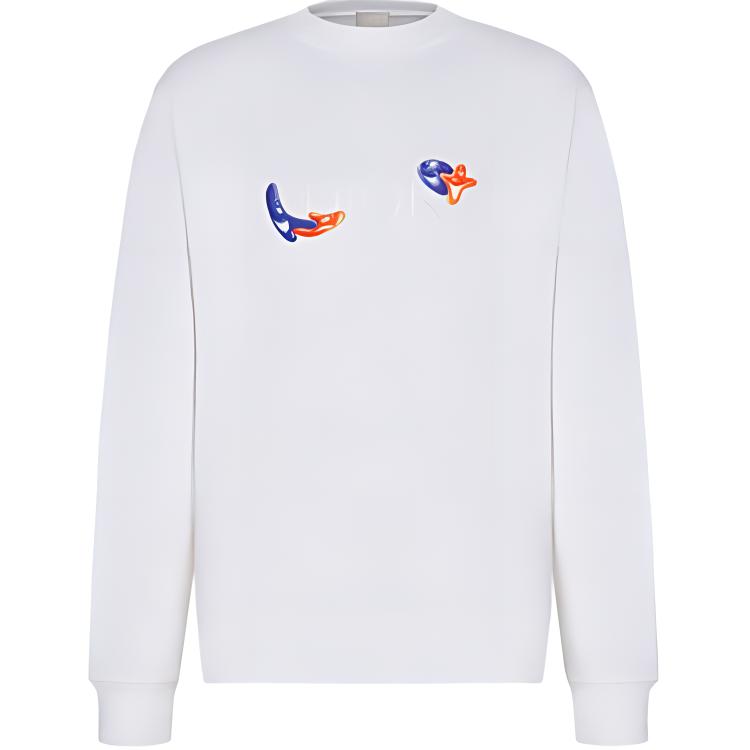 DIOR x Kenny Scharf Letter Print Crewneck Sweatshirt White 193J687B0531-C084