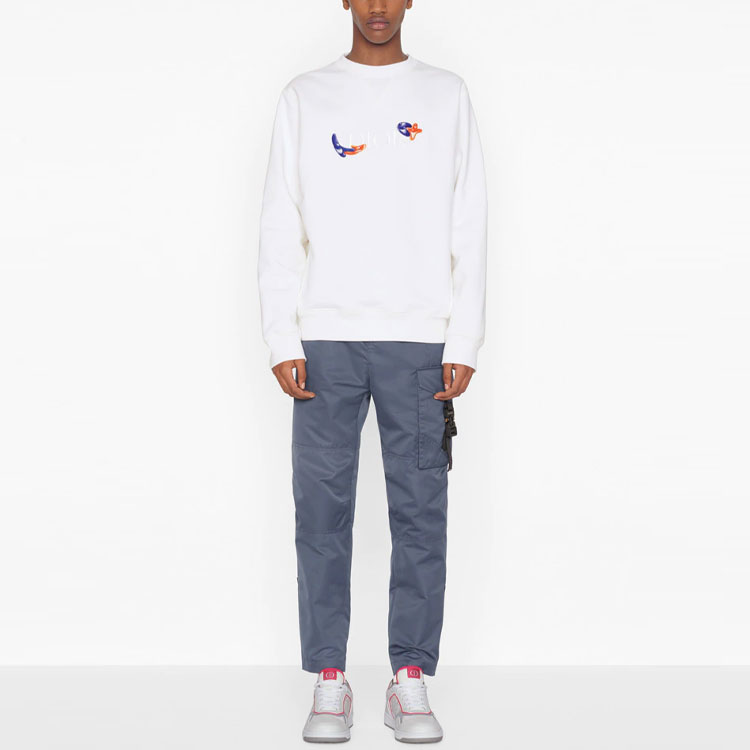 Purchase DIOR x ケニー・シャーフ ロゴプリント クルーネック スウェットシャツ ホワイト 193J687B0531-C084