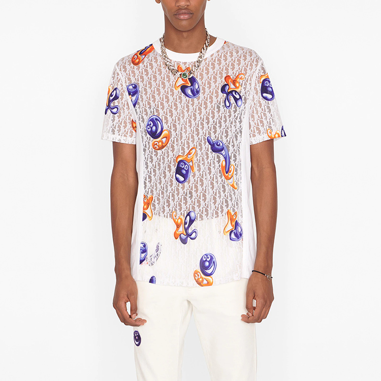 Dior Kenny Scharf Logo Print Loose Fit Crewneck T-Shirt White (). 193J653A0702-C084 圖 4