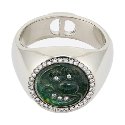 Dior x Kenny Scharf Signet Ring Jade Silver