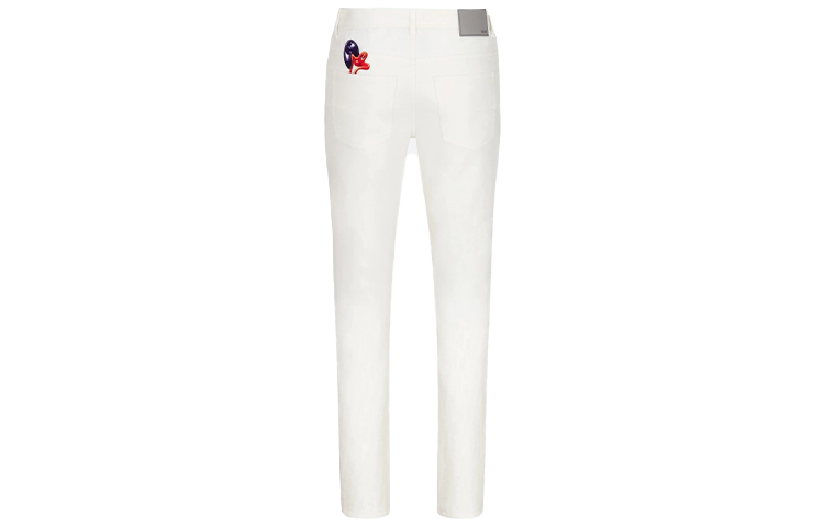 Lookbook 디올 x 케니 샤프 슬림핏 로고 화이트 진 컬래버레이션. 193D010C277X-C084