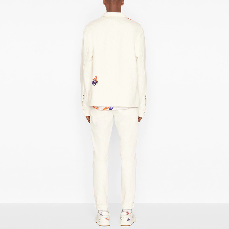 Purchase 디올 x 케니 샤프 슬림핏 로고 화이트 진 컬래버레이션. 193D010C277X-C084