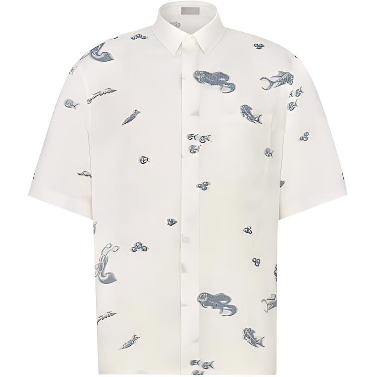 DIOR Kenny Scharf SS21 Graphic Printed Short Sleeve Shirt White Menswear 033C508A5198-C085