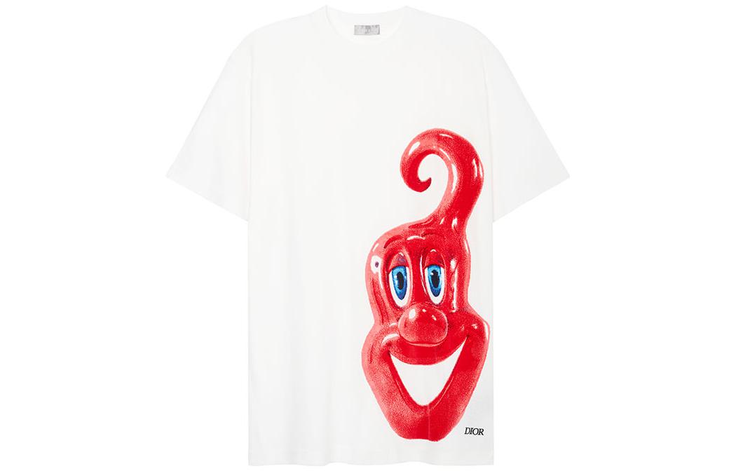 DIOR x Kenny Scharf White Graphic Print Logo Casual T-Shirt. 193J650A0700-C083