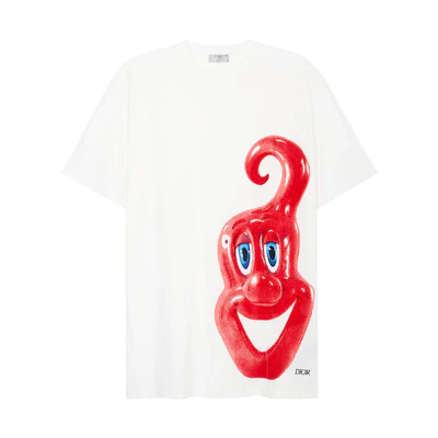 DIOR Kenny Scharf White Graphic Print Logo Casual T-Shirt. 193J650A0700-C083