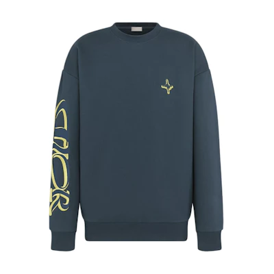 Dior Lewis Hamilton Logo Embroidered Blue Crewneck Sweatshirt Mens 513J670A0531-C989