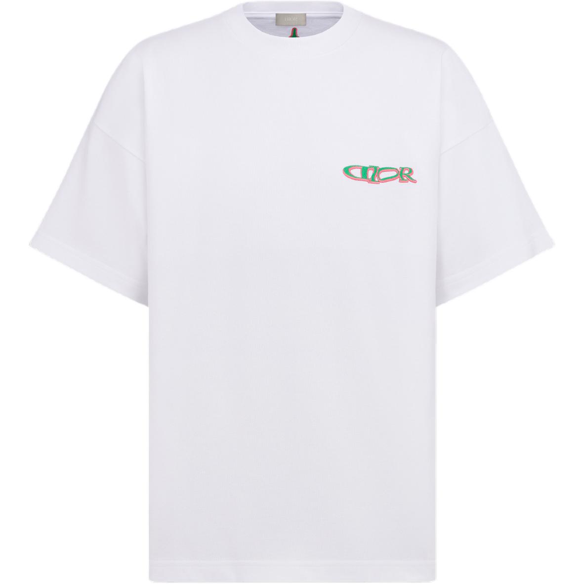 DIOR x Lewis Hamilton Logo Embroidered Crewneck T-Shirt White  Edition 513J671A0554-C086